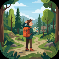 Logo Ma Position — randonneur consultant son téléphone en forêt